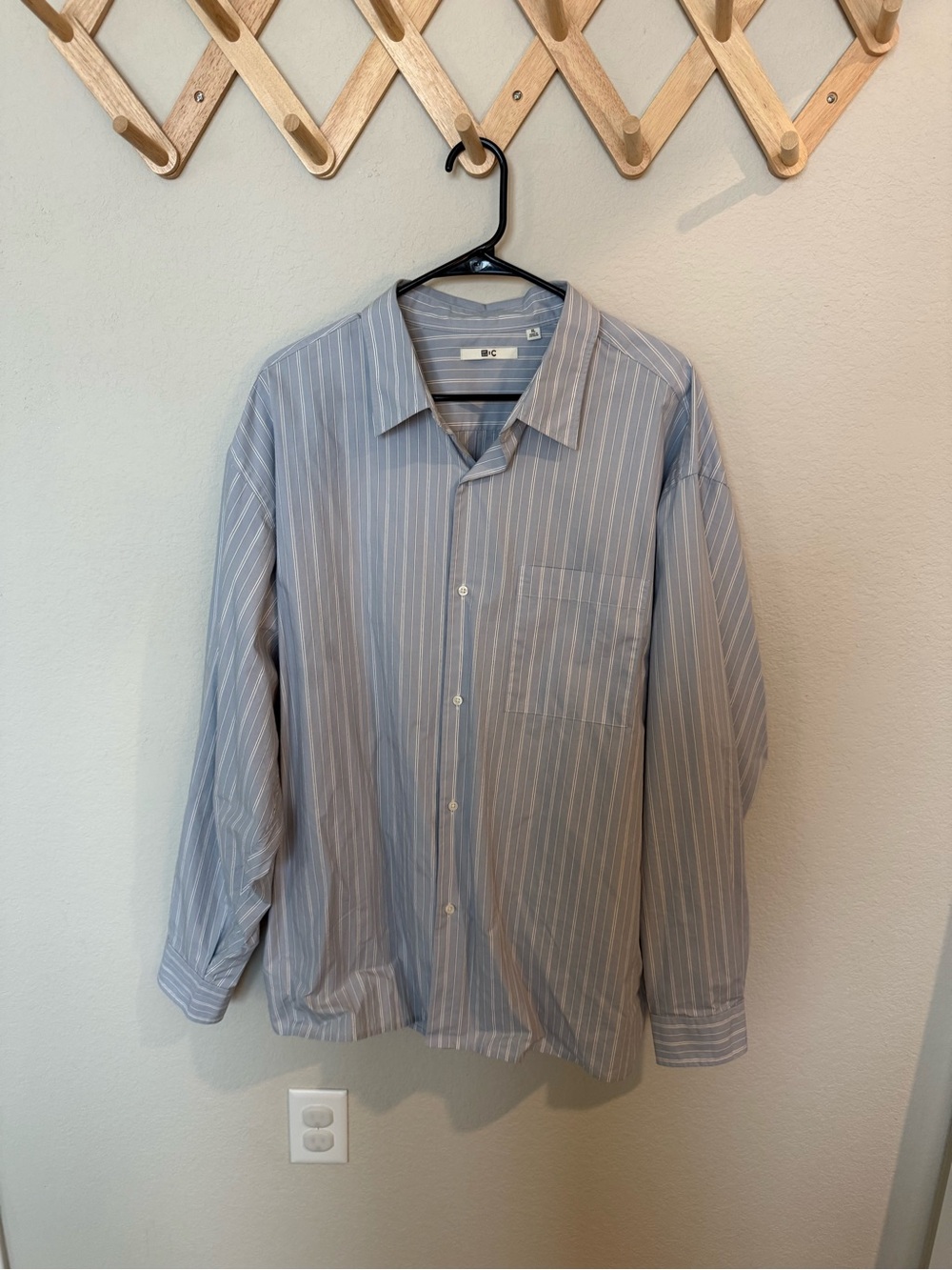 UNIQLO Light Blue Pinstripe Button-Up Shirt